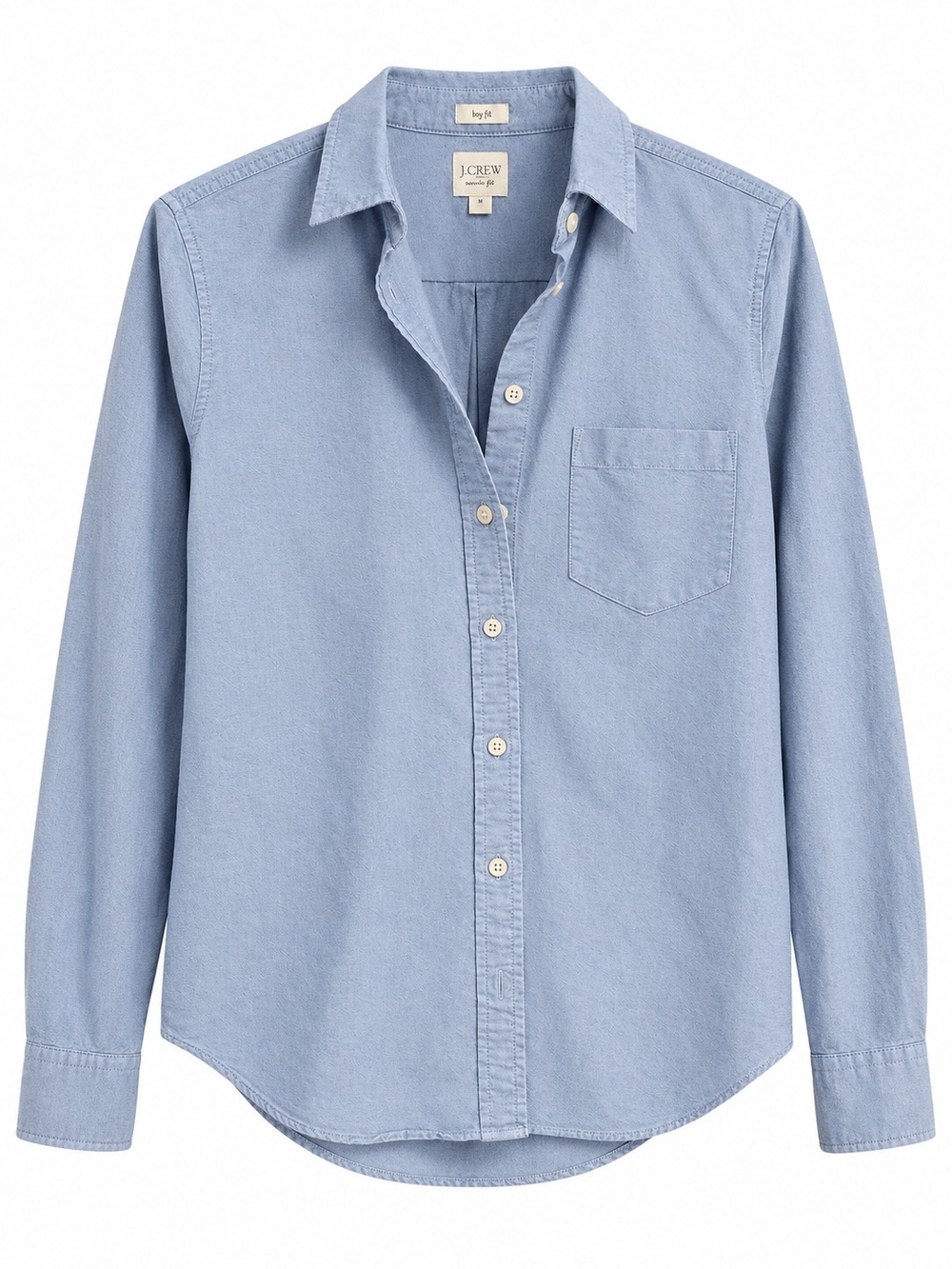 J. Crew Women's Boyfit Button Down Shirt Light Blue 100% Cotton Work Casual